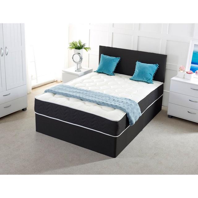 Barris Pocketsprung Divan Bed Set 17 Stories Size: Small Single (2'6), Colour: Black, Storage Type: No Drawer on Productcaster.