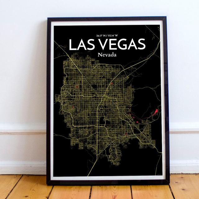 Las Vegas City Map - No Frame Print East Urban Home Size: 61cm H x 45.7cm W x 0.13cm D on Productcaster.