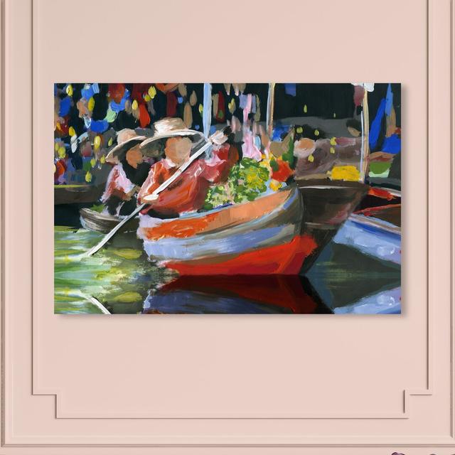 'Floating Market' Painting on Wrapped Canvas East Urban Home Size: 61 cm H x 91.4 cm W on Productcaster.