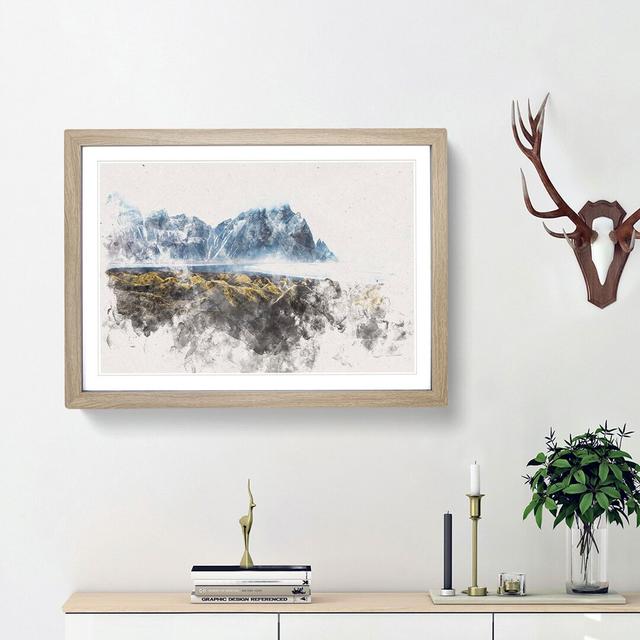 Mountains in Stokksnes Iceland - Picture Frame Graphic Art Print East Urban Home Frame Option: Oak Framed, Size: 45cm H x 63cm W x 2cm D on Productcaster.