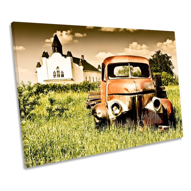 Rusty Old Abandoned Farm Truck - Wrapped Canvas Art Prints August Grove Size: 40.6cm H x 61cm W on Productcaster.