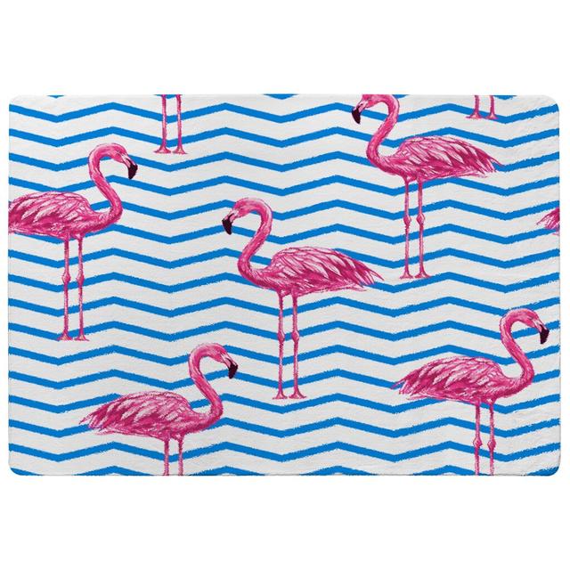 Oswalt Flamingo Designer Shaggy Pink/Blue/White Rug East Urban Home Rug Size: Rectangle 140 x 200cm on Productcaster.