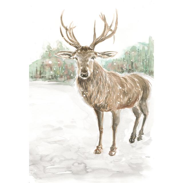 Winter Deer - Wrapped Canvas Art Prints Alpen Home Size: 122cm H x 81cm W on Productcaster.