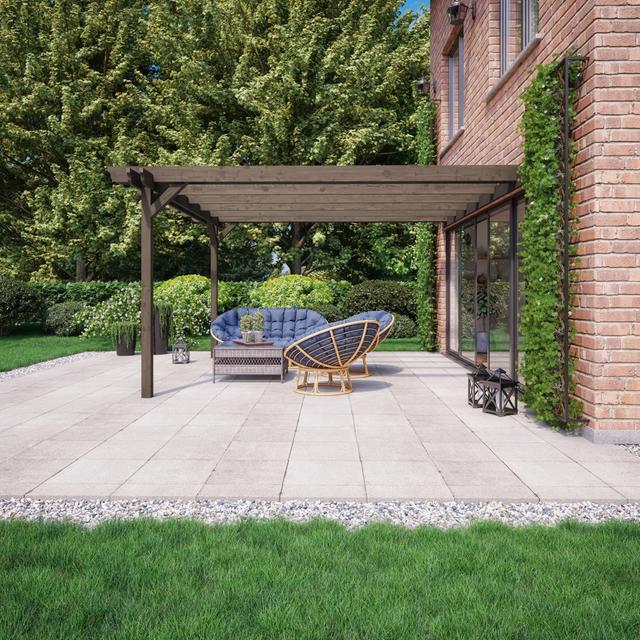 Ciccio Manufactured Wood Pergola Rosalind Wheeler Finish: Brown, Size: 340cm H x 420cm W x 420cm D on Productcaster.