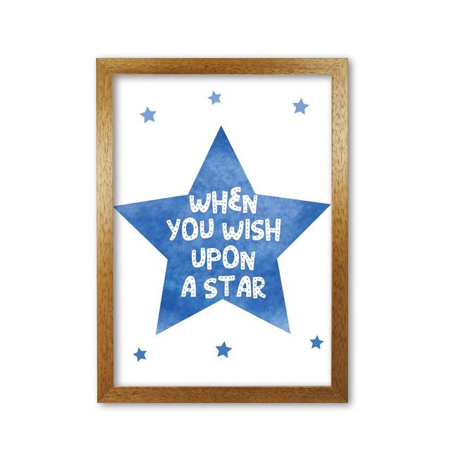 When You Wish Upon a Star Blue - Painting Print on Paper East Urban Home Format: Honey Oak Frame, Size: 42 cm H x 30 cm W x 5 cm D on Productcaster.