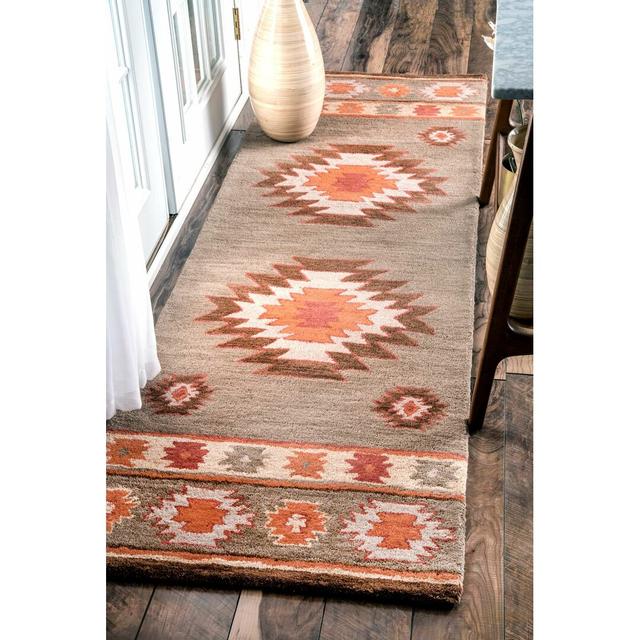 Claghorn Hand-Tufted Wool Grey Rug Union Rustic Rug Size: Runner 76 x 366cm on Productcaster.