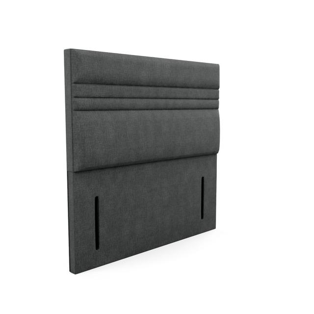 Upholstered Headboard Ebern Designs Upholstery: Linen - Charcoal, Size: Single (3') on Productcaster.