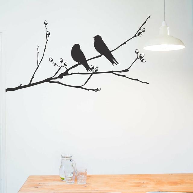 Bird on a Branch Wall Sticker East Urban Home Colour: Magenta on Productcaster.