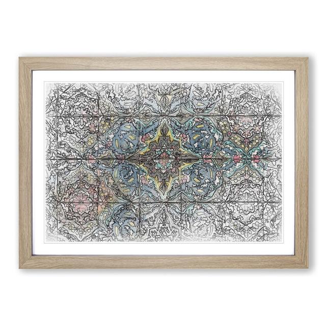 Floral Tiles in Abstract - Picture Frame Graphic Art Print East Urban Home Frame Option: Oak, Size: 35cm H x 50cm W x 2cm D on Productcaster.