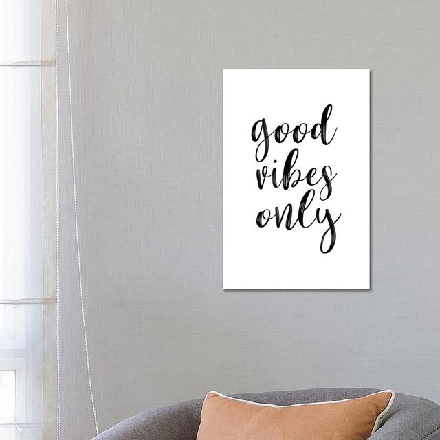 Good Vibes by - Wrapped Canvas Typography Happy Larry Size: 66.04cm H x 45.72cm W x 1.91cm D on Productcaster.