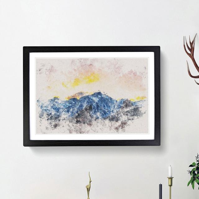 Pink Sky over the Mountain Top - Picture Frame Painting Print East Urban Home Size: 62cm H x 87cm W x 2cm D, Frame Option: Black Framed on Productcaster.