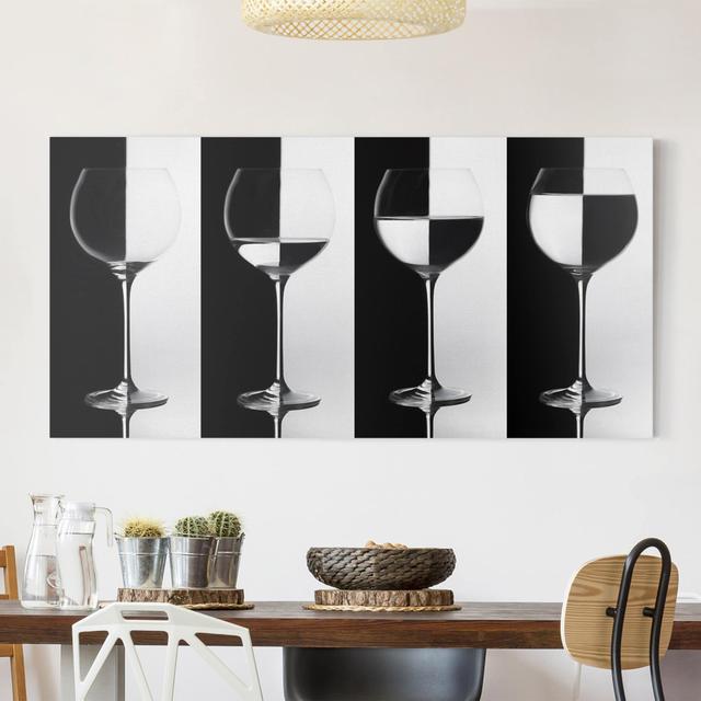 Black and White Wine Glasses - Wrapped Canvas Graphic Art Ebern Designs on Productcaster.