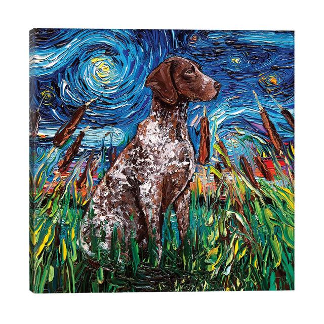 German Shorthair Night by Aja Trier - Wrapped Canvas Painting Print Marlow Home Co. Size: 45.72cm H x 45.72cm W x 1.91cm D on Productcaster.