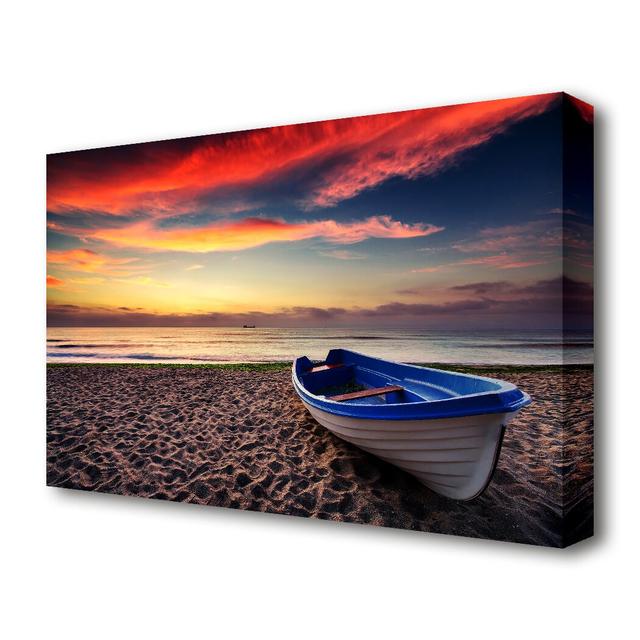 'Row Boat Skies Beach' Photographic Print on Canvas East Urban Home Size: 81.3 cm H x 121.9 cm W on Productcaster.