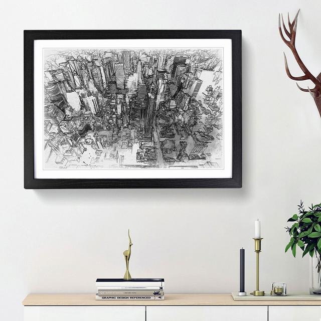 Birds Eye View of New York City in Abstract - Picture Frame Graphic Art Print on MDF East Urban Home Size: 27cm H x 36cm W x 2cm D, Frame Option: Blac on Productcaster.