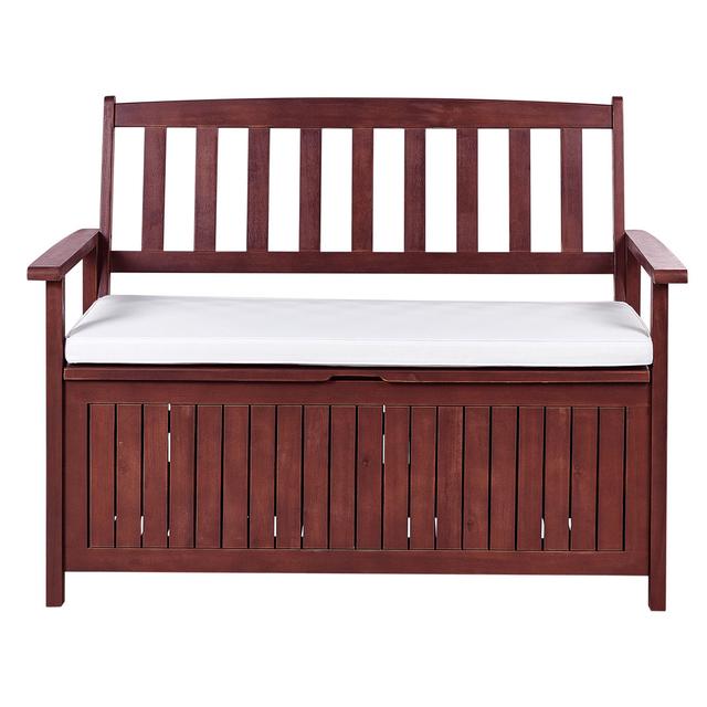 Esperance Wood Storage Bench ClassicLiving Cushion Colour: White, Frame Colour: Mahogany Brown on Productcaster.