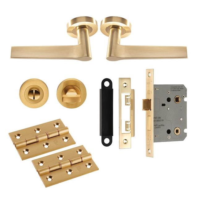 Velino Bathroom Door Handle Kit Carlisle Brass Finish: Satin Brass on Productcaster.