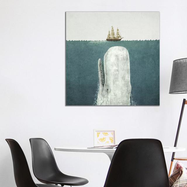 White Whale Square by Terry Fan - Wrapped Canvas Graphic Art Print Breakwater Bay Size: 93.98cm H x 93.98cm W x 3.81cm D on Productcaster.