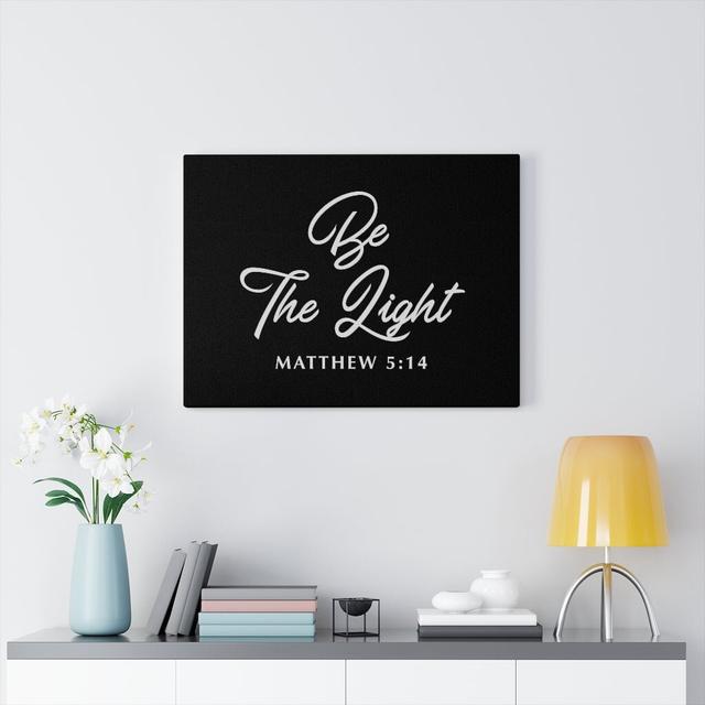 Be The Light Matthew 5:14 - Wrapped Canvas Print Blue Elephant Size: 46cm H x 61cm W on Productcaster.