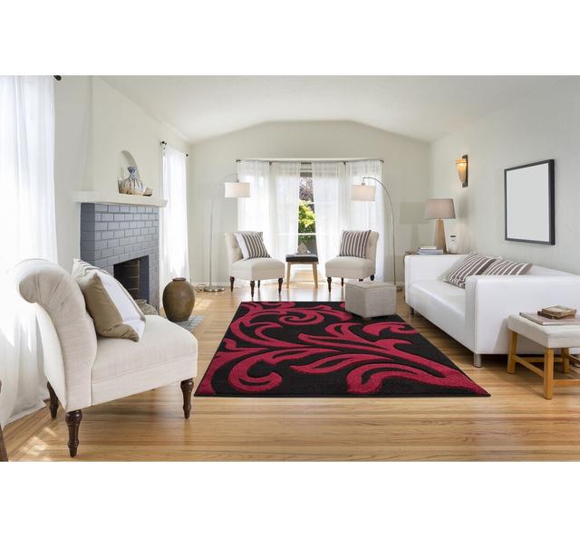 Tufted Rug in Black with Floral Pattern by Marlow Home Co., Rug Size: Rectangle 60 x 110cm on Productcaster.