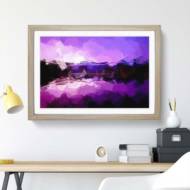 Purple Mountains in Abstract - Picture Frame Graphic Art Print East Urban Home Frame Option: Oak, Size: 50cm H x 76cm W x 2cm D on Productcaster.