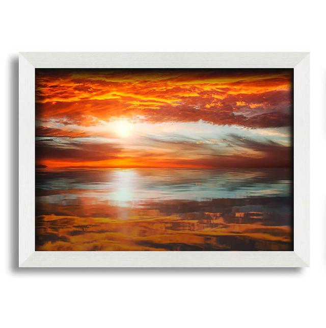 Reflections Of A Sunset Sky Framed Print House of Hampton Size: 59.7cm H x 84.1cm W x 10cm D, Format: White Framed Paper on Productcaster.