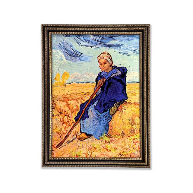 Van Gogh The Shepherdess Framed Print August Grove Format: Black Gold Framed Paper, Size: 59.7cm H x 42.1cm W x 3cm D on Productcaster.