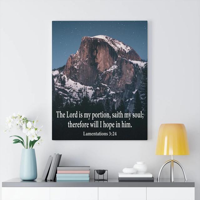 The Lord Is My Portion Lamentations 3:24 - Wrapped Canvas Print Blue Elephant Size: 41cm H x 30cm W on Productcaster.