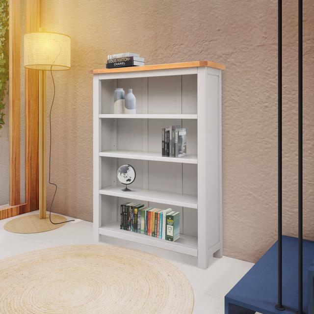 Venice Bookcase Three Posts Colour: Light Grey, Size: 120cm H x 89cm W x 25cm D on Productcaster.