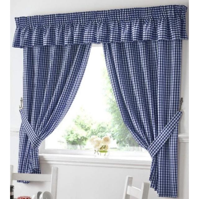 Owain Semi Sheer Pinch Pleat Curtain Pair (Set of 2) Brambly Cottage Colour: Blue, Size: 117 x 107 cm on Productcaster.