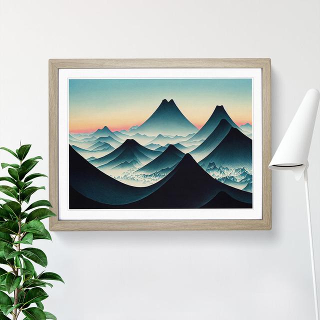 Japanese Mountain Sunrise Vol.3 - Picture Frame Graphic Art Alpen Home Size: 34cm H x 46cm W x 2cm D, Frame Colour: Oak Framed on Productcaster.