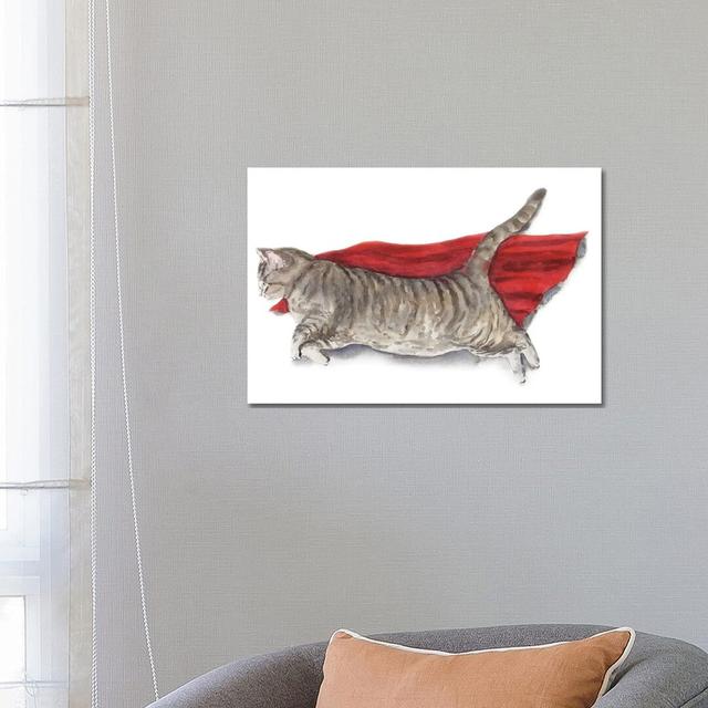 Superhero Cat by Alexey Dmitrievich Shmyrov - Wrapped Canvas Graphic Art Rosalind Wheeler Size: 45.72cm H x 66.04cm W x 3.81cm D on Productcaster.