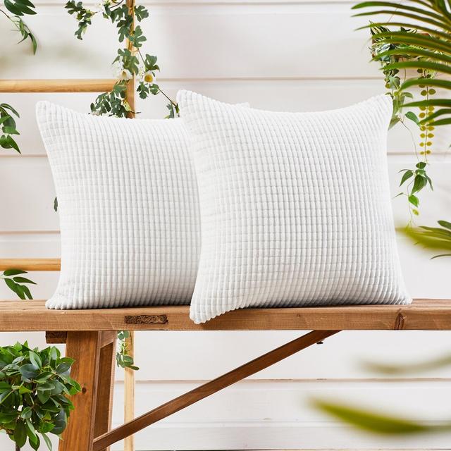 Kenley Square Throw Pillow Cover (Set of 2) Hashtag Home Colour: White, Size: 51cm H x 51cm W x 1cm D on Productcaster.