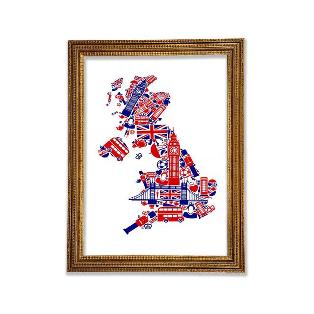 London Icons In The Shape Of The UK - Print Rosalind Wheeler Size: 118.9cm H x 84.1cm W x 3cm D on Productcaster.