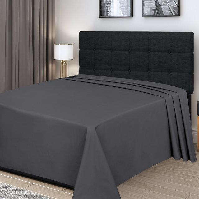 Egyptian-Quality Cotton sheet Flat Ebern Designs Colour: Charcoal, Size: Double (4'6") on Productcaster.