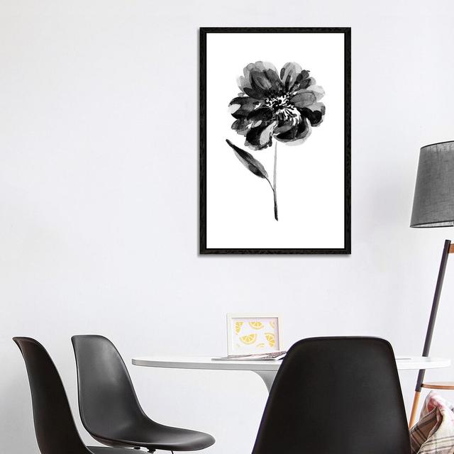 Black Peony by Melissa Selmin - Painting on Canvas Latitude Run Format: Black Framed, Size: 101.6cm H x 66.04cm W x 3.81cm D on Productcaster.