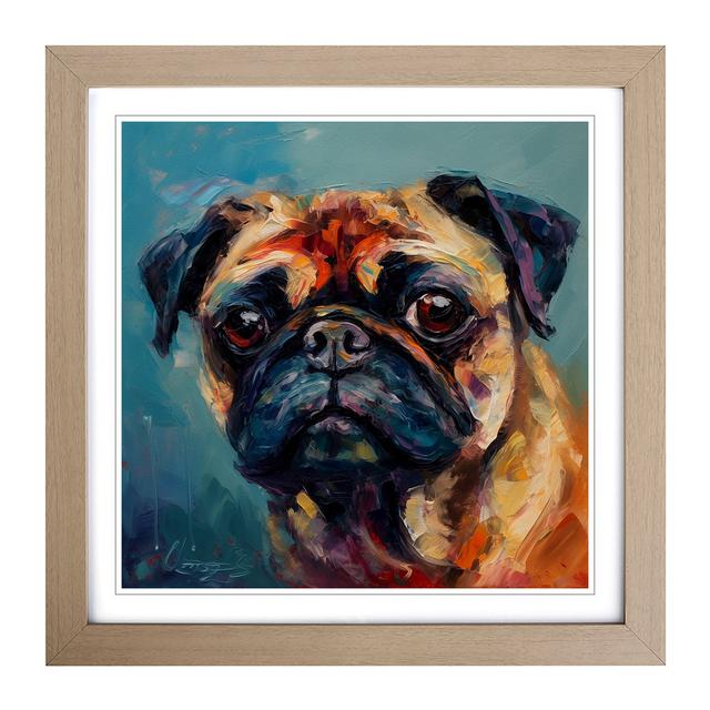 Pug Palette Knife No.2 - Single Picture Frame Art Prints on Wood Marlow Home Co. Frame Colour: Oak on Productcaster.