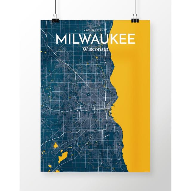 Milwaukee City Map - Unframed Graphic Art Print on Paper East Urban Home Size: 50.8cm H x 40.6cm W x 0.13cm D on Productcaster.