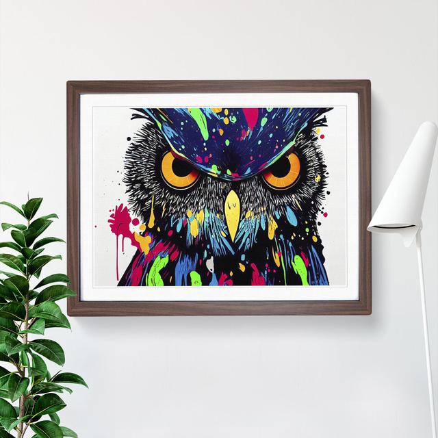 XH1022-6556X Owl Splash Vol.1 - Single Picture Frame Print Alpen Home Frame Colour: Walnut, Size: 46cm H x 64cm W x 2cm D on Productcaster.