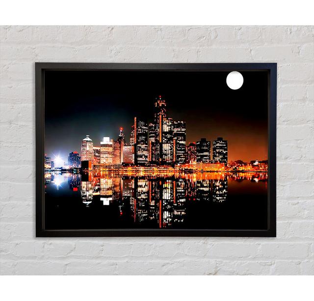 City Moonlit Reflections - Single Picture Frame Art Prints on Canvas Bright Star Size: 59.7cm H x 84.1cm W x 3.3cm D on Productcaster.