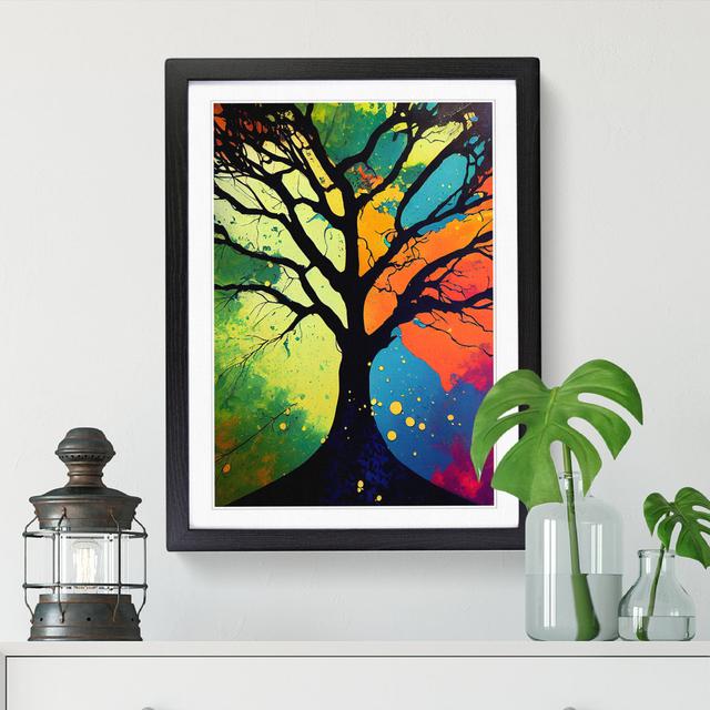 Oak Tree Paint Splatter Vol.3 - Single Picture Frame Print Marlow Home Co. Frame Option: Black, Size: 34cm H x 25cm W x 2cm D on Productcaster.