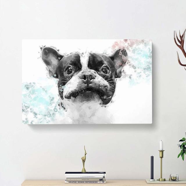 French Bulldog Dog In Abstract - Wrapped Canvas Painting East Urban Home Size: 60cm H x 91cm W x 3cm D on Productcaster.