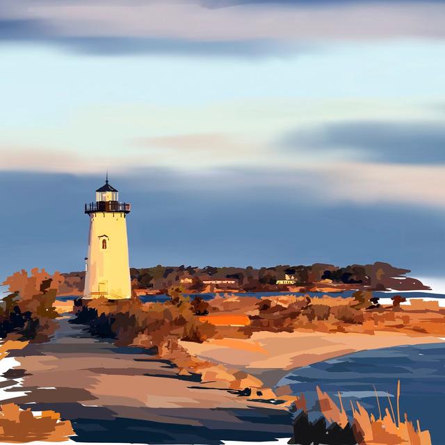 Lighthouse Scene II by Emily Kalina - Wrapped Canvas Painting Longshore Tides Size: 91cm H x 91cm W on Productcaster.