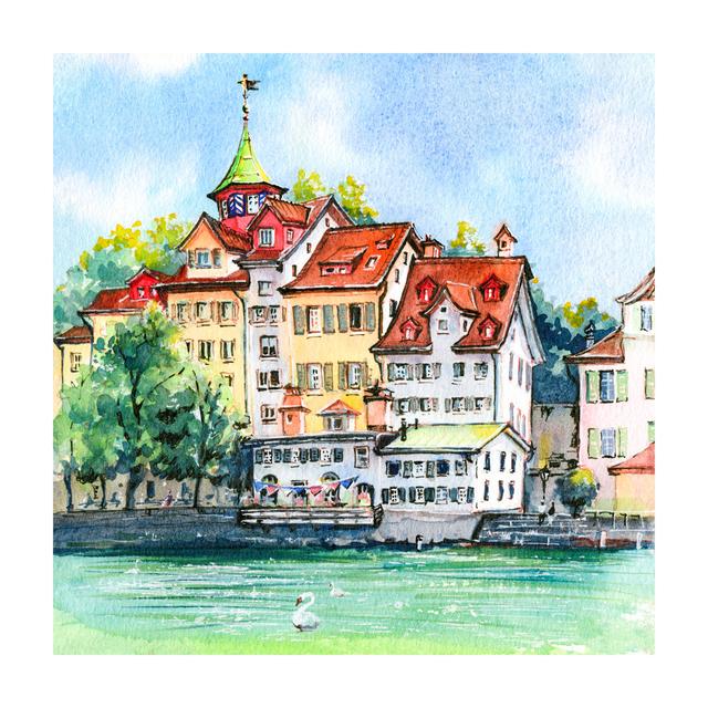 Altstadt von Zürich, Schweiz by KavalenkavaVolha - Drucken Marlow Home Co. Größe: 61 cm H x 91 cm B x 3,8 cm T on Productcaster.