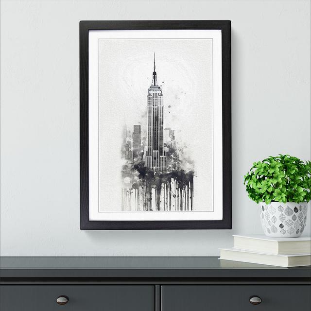 Empire State Building Gestural - Single Picture Frame Print on Wood Borough Wharf Frame Colour: Black, Size: 34cm H x 25cm W x 2cm D on Productcaster.