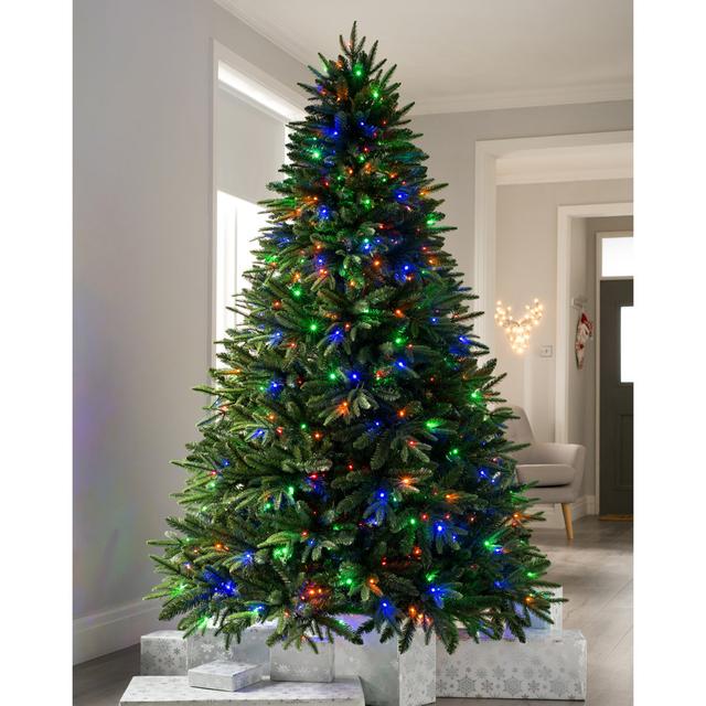 7ft Green Fir Artificial Christmas Tree 500 Coloured & White Lights The Seasonal Aisle on Productcaster.