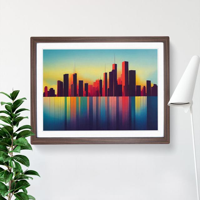 Amazing City Skyline Architecture - Picture Frame Graphic Art 17 Stories Size: 25cm H x 34cm W x 2cm D, Frame Colour: Walnut on Productcaster.