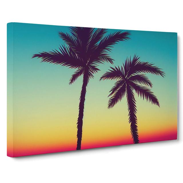 XXX-H1022-WF-7828X Showstopping Palm Tree Sunset - Wrapped Canvas Print 17 Stories Size: 50cm H x 76cm W x 3cm D on Productcaster.