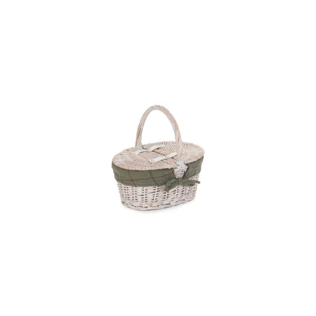 Wicker Child sized Picnic Hamper Basket with Lining Harriet Bee Colour: White Wash/Green Tweed on Productcaster.