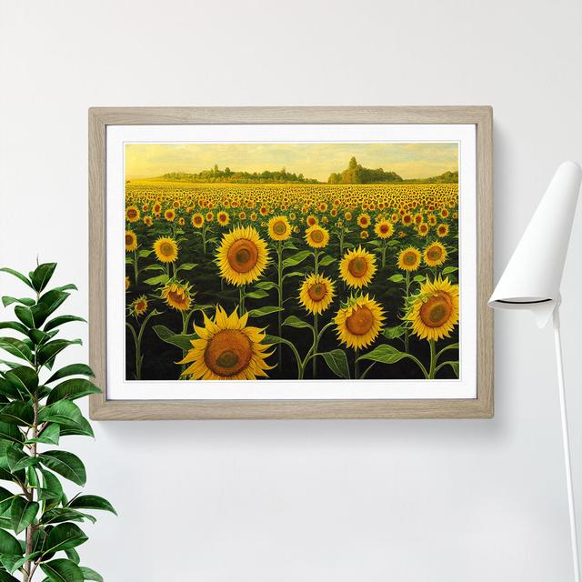 Irresistible Sunflower Field - Picture Frame Graphic Art Brambly Cottage Size: 25cm H x 34cm W x 2cm D, Frame Colour: Oak on Productcaster.